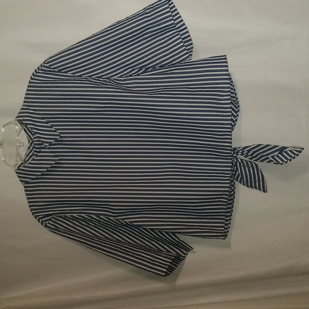Zara Trafaluc Striped Tie Back Blouse